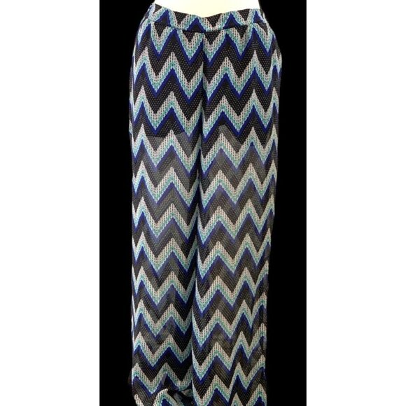 Heart Soul Womens Geometric Palazzo Pants Size L Lined Waistband - Picture 5 of 12